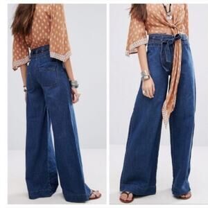 Free People Augusta Wide-Leg Belted Jeans, Size 26